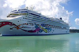 Cruise ship docked in Antigua